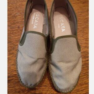 Viscata Barcelona  Olive Green Round Toe Espadrille Shoes Size EU 38